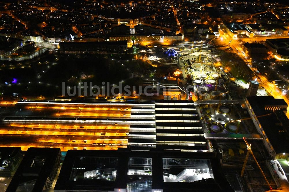 Nacht-Luftaufnahme Stuttgart - Nachtluftbild Bauarbeiten Stuttgart 21 am Hauptbahnhof in Stuttgart im Bundesland Baden-Württemberg