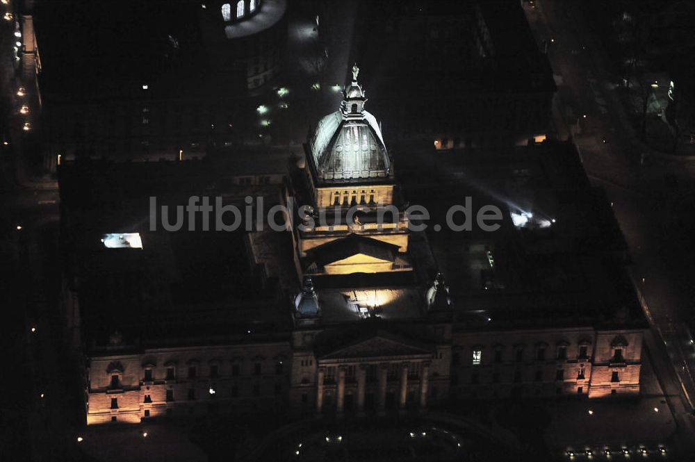 Leipzig bei Nacht von oben - Bundesverwaltungsgericht Leipzig bei Nacht