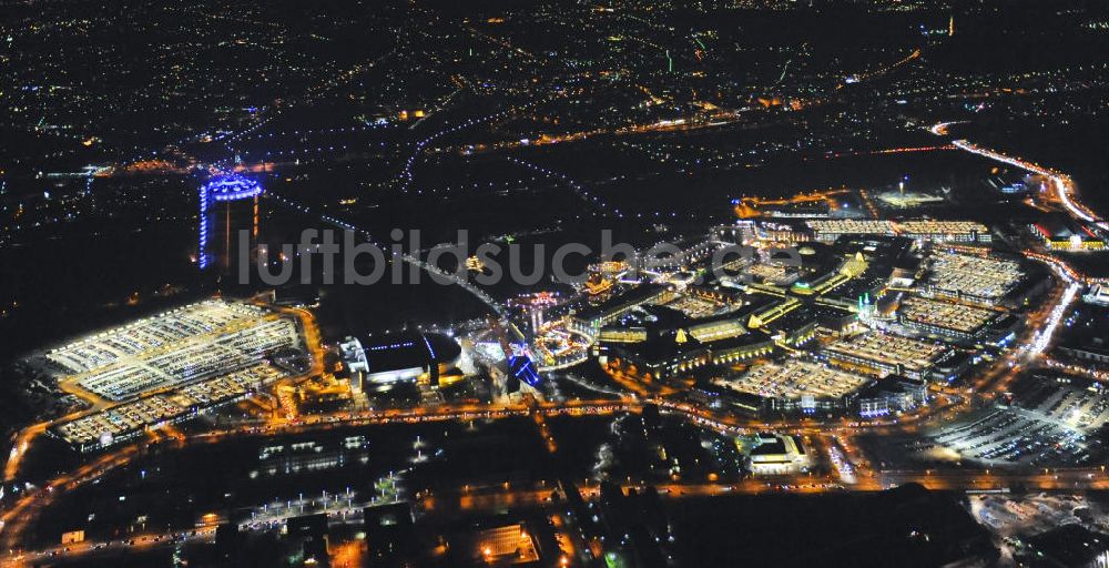 Oberhausen bei Nacht von oben - CentrO - Neue Mitte Oberhausen in Nordrhein-Westfalen bei Nacht