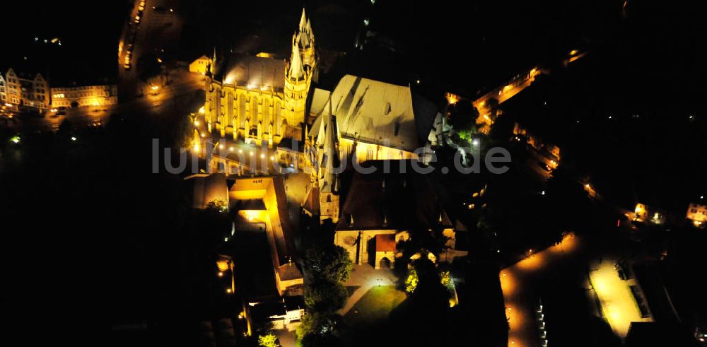 Nacht-Luftaufnahme Erfurt - Der Domberg in Erfurt bei Nacht