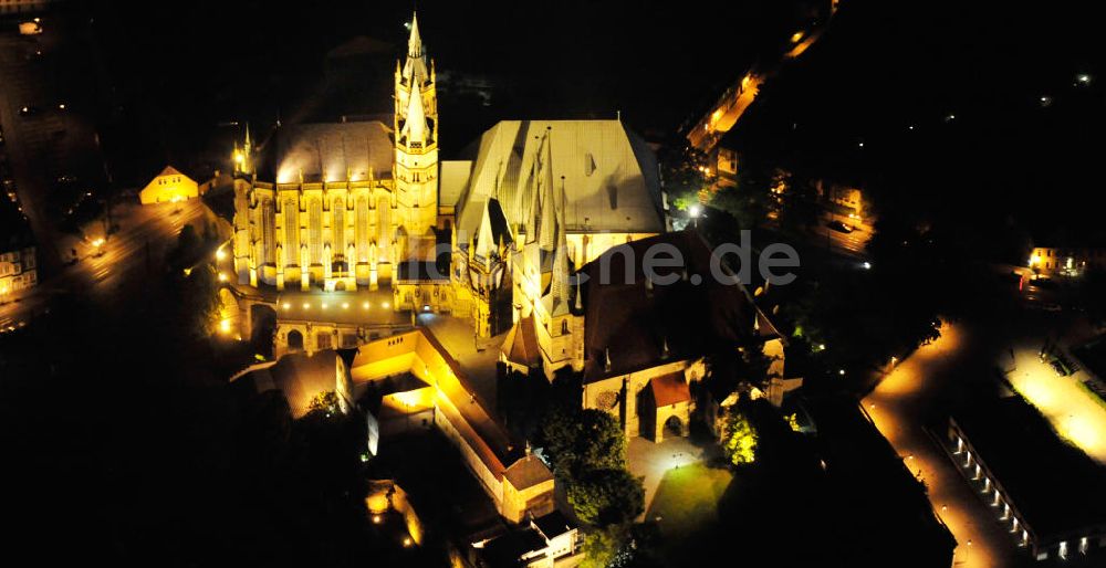 Nacht-Luftaufnahme Erfurt - Der Domberg in Erfurt bei Nacht