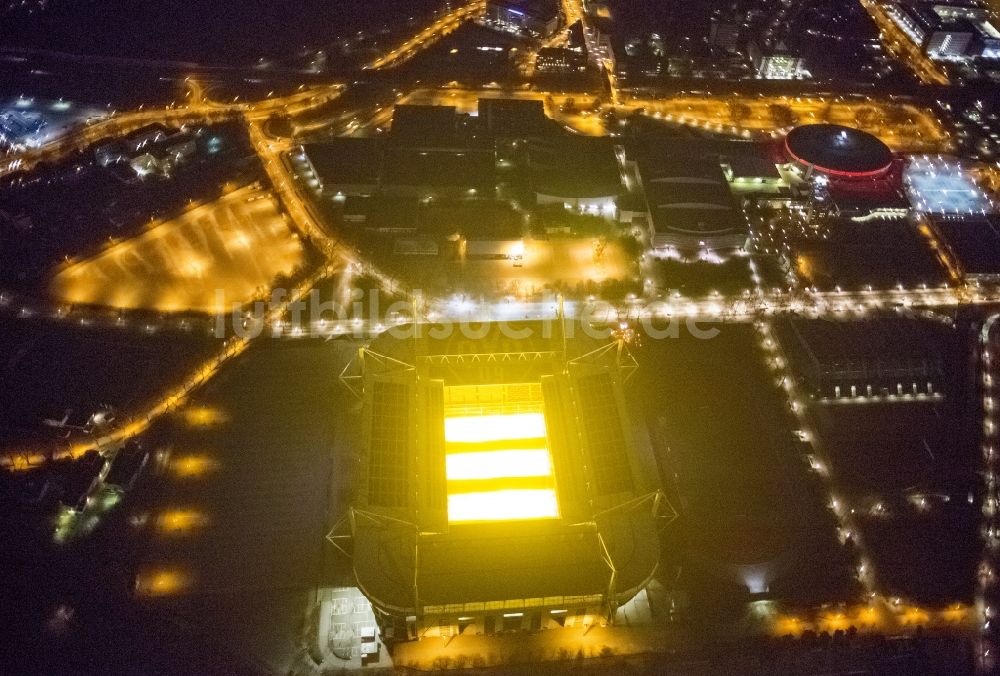 Nachtluftbild Dortmund - Nachtluftbild des Borusseum , dem Stadion Signal Iduna Park in Dortmund