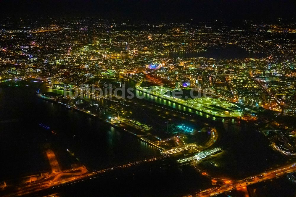 Hamburg bei Nacht von oben - Nachtluftbild des Großhandelszentrum für Blumen , Obst und Gemüse in Hamburg, Deutschland