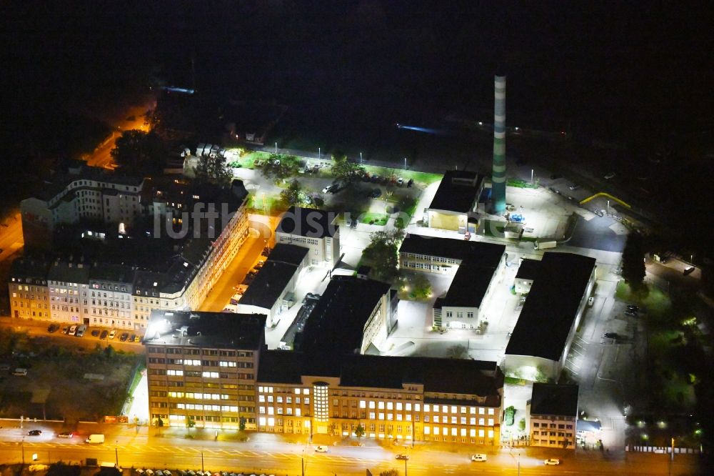 Dresden bei Nacht von oben - Nachtluftbild des Werksgelände Menarini - Von Heyden GmbH in Dresden im Bundesland Sachsen, Deutschland