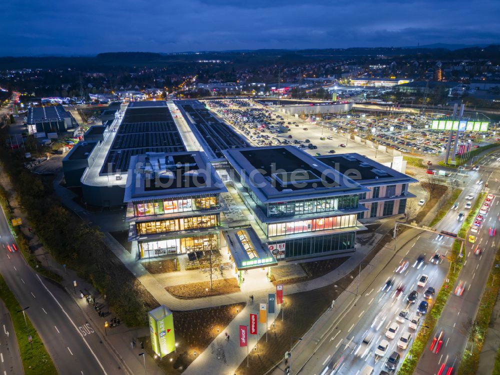 Nacht-Luftaufnahme Dresden - Nachtluftbild Einkaufszentrum Kaufpark Dresden in Dresden im Bundesland Sachsen, Deutschland