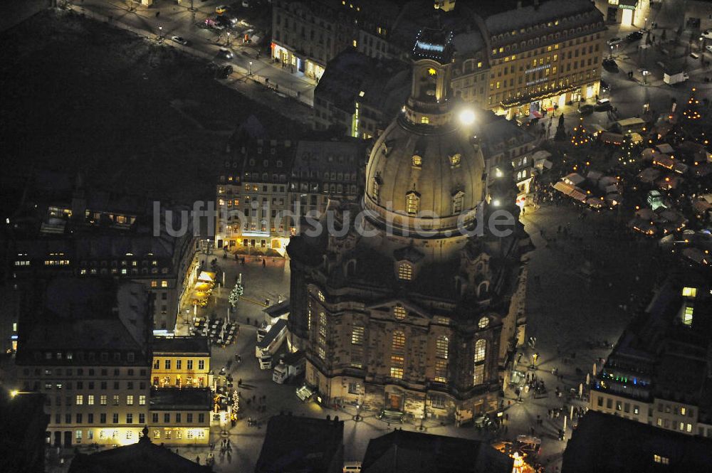 Nachtluftbild Dresden - Frauenkirche Dresden bei Nacht