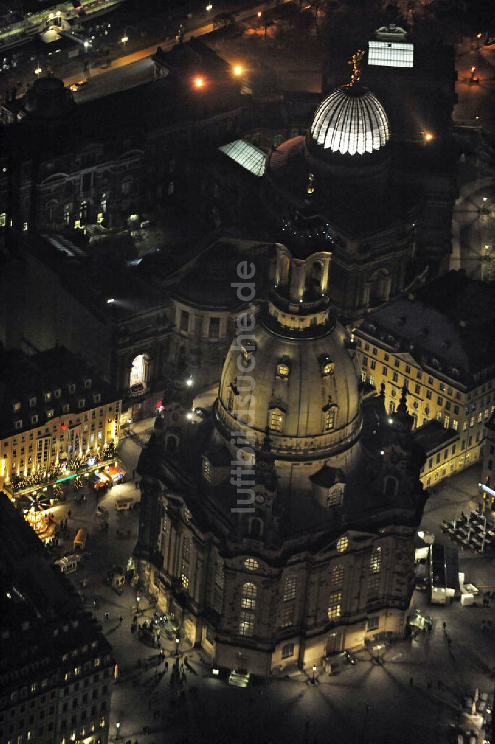 Nachtluftbild Dresden - Frauenkirche Dresden bei Nacht