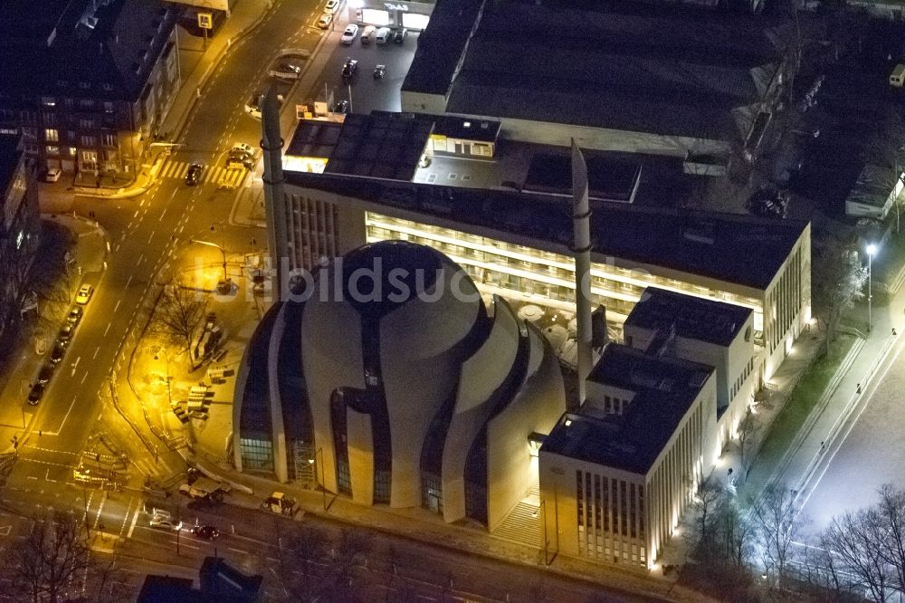 Nachtluftbild Köln - Nachtluftbild Gebäude der DITIB-Zentralmoschee in Köln Nordrhein-Westfalen