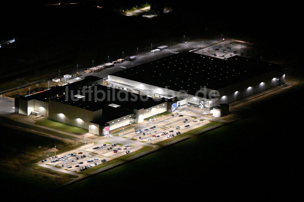 Mühlhausen bei Nacht von oben - Nachtluftbild Gebäudekomplex und Gelände des Logistikzentrums DEHN Logistikcenter in Mühlhausen im Bundesland Bayern, Deutschland