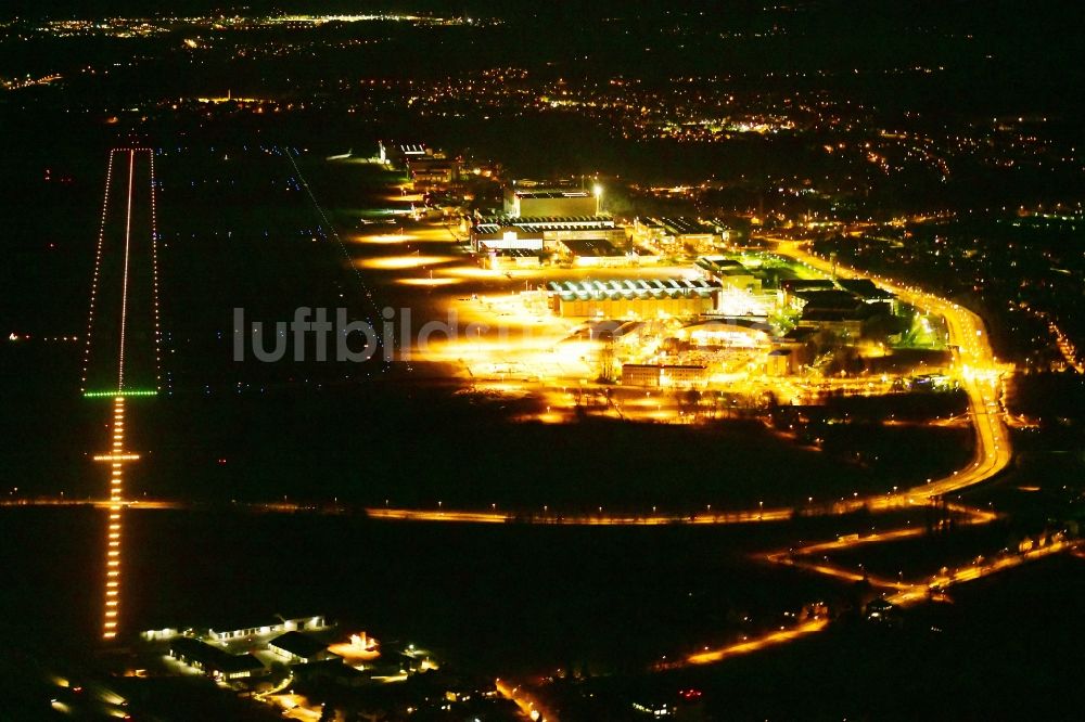 Nachtluftbild Dresden - Nachtluftbild Gelände des Flughafen im Ortsteil Klotzsche in Dresden im Bundesland Sachsen, Deutschland