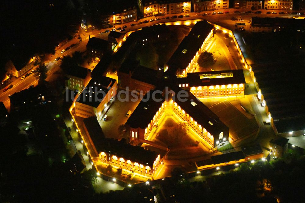 Nacht-Luftaufnahme Münster - Nachtluftbild Gelände der Justizvollzugsanstalt JVA an der Gartenstraße in Münster im Bundesland Nordrhein-Westfalen, Deutschland