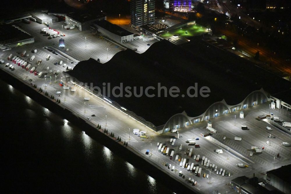 Nacht-Luftaufnahme Hamburg - Nachtluftbild Großhandelszentrum für Blumen , Obst und Gemüse in Hamburg, Deutschland