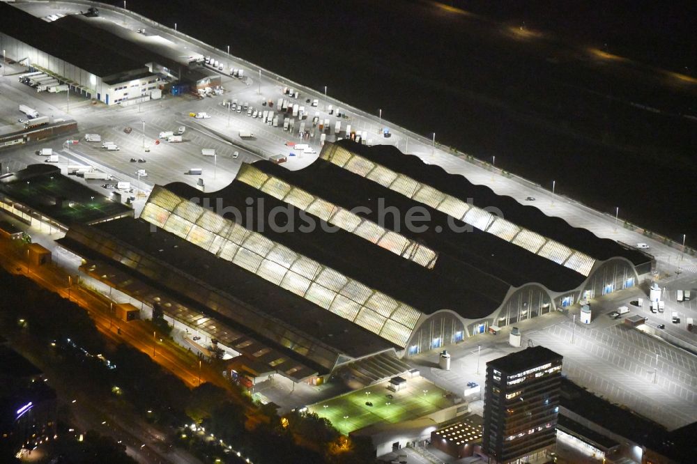 Hamburg bei Nacht von oben - Nachtluftbild Großhandelszentrum für Blumen , Obst und Gemüse in Hamburg, Deutschland