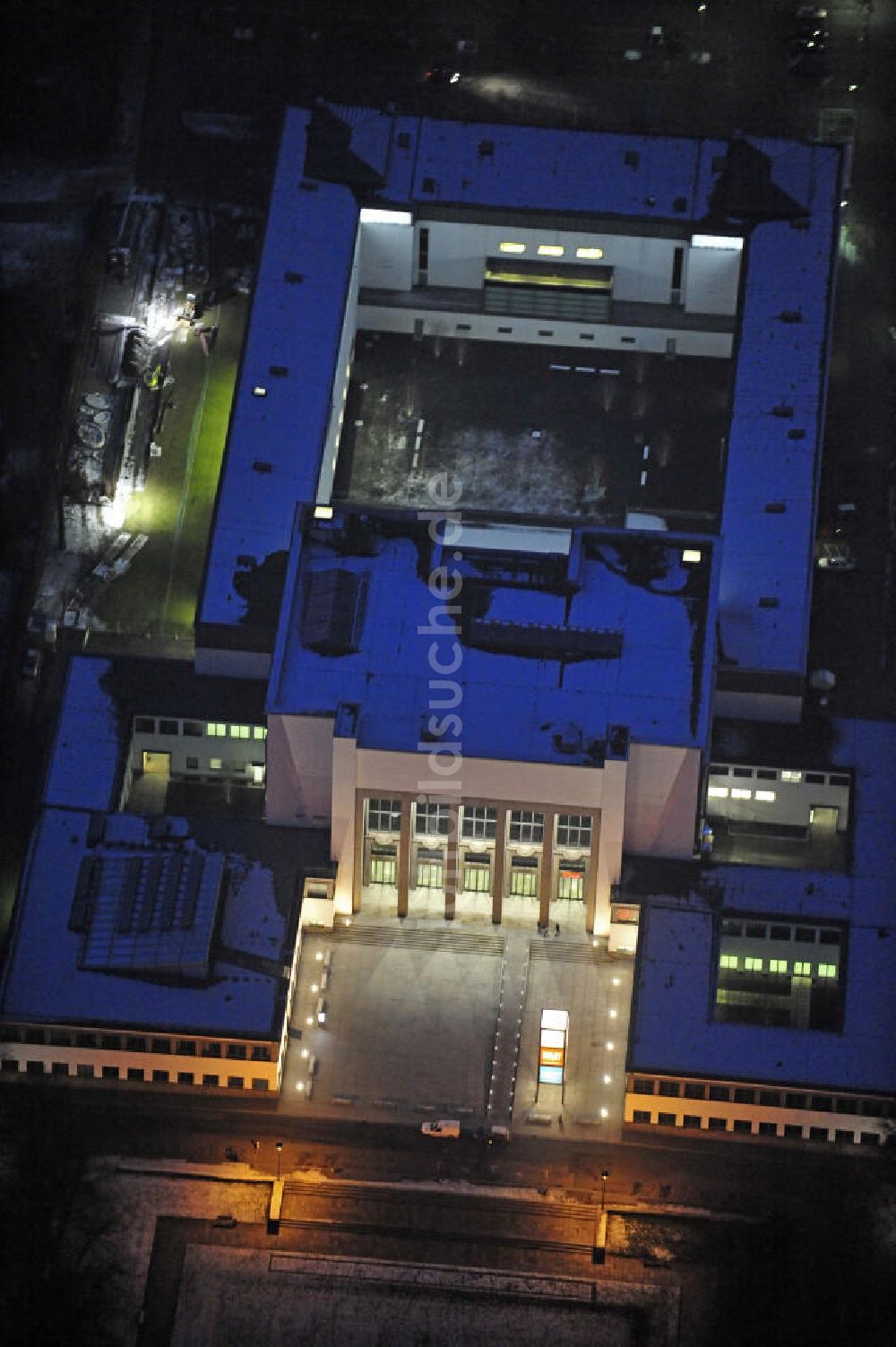 Dresden bei Nacht von oben - Hygienemuseum Dresden bei Nacht