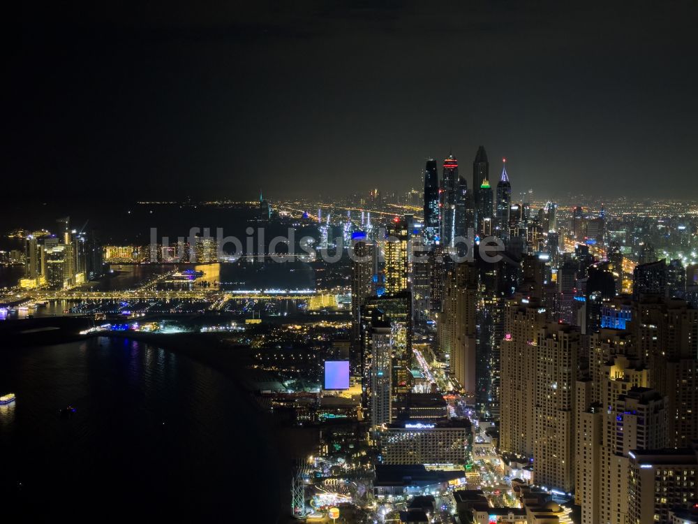 Nacht-Luftaufnahme Dubai - Nachtluftbild Innenstadt in Dubai in Vereinigte Arabische Emirate