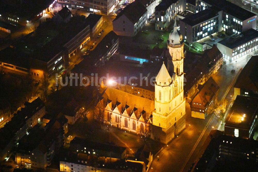 Nachtluftbild Braunschweig - Nachtluftbild Kirchengebäude St. Andreaskirche in Braunschweig im Bundesland Niedersachsen, Deutschland