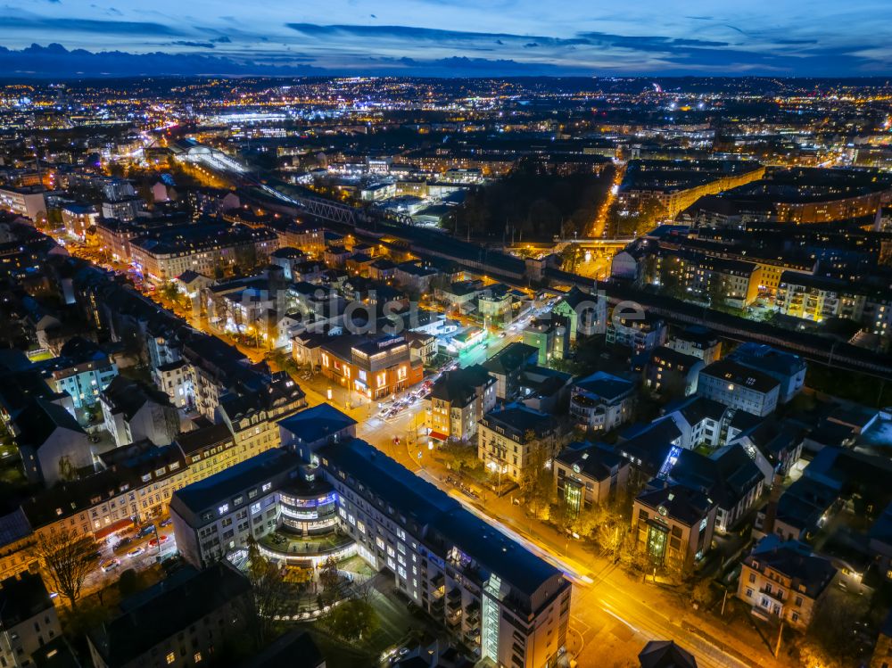 Nachtluftbild Dresden - Nachtluftbild Kreuzung im Ortsteil Neustadt in Dresden im Bundesland Sachsen, Deutschland