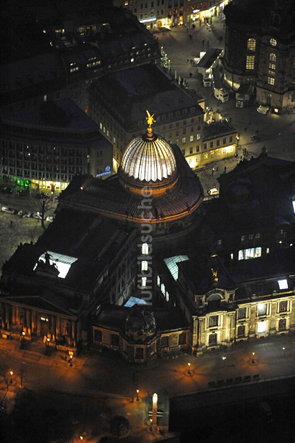 Dresden bei Nacht von oben - Kunstakademie Dresden bei Nacht