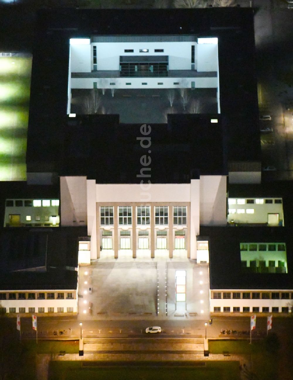 Nachtluftbild Dresden - Nachtluftbild Museums- Gebäude- Ensemble Deutsches Hygiene-Museum in Dresden im Bundesland Sachsen