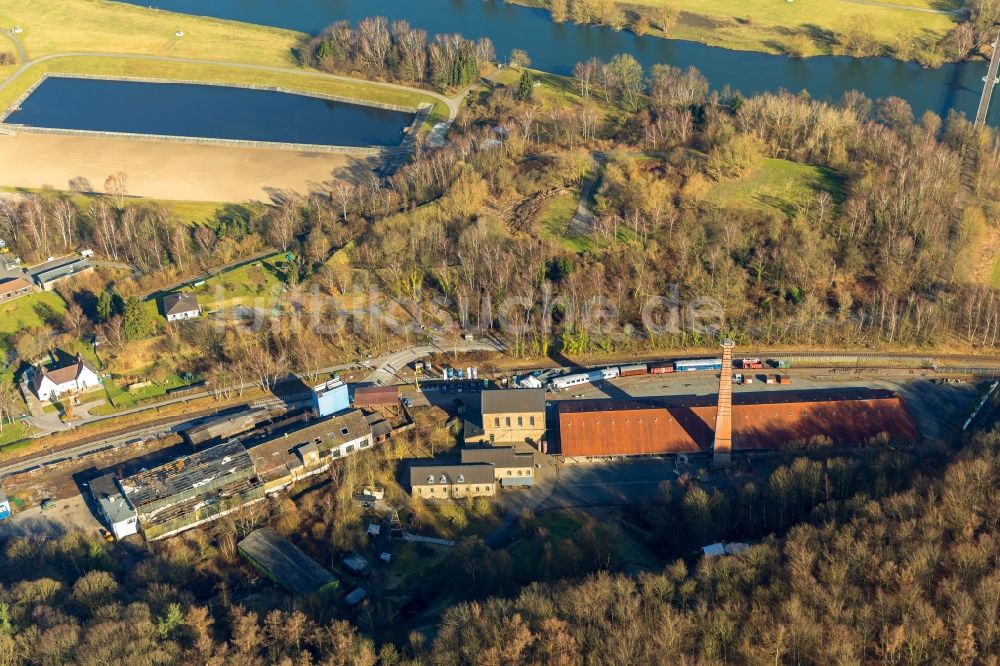 Nacht-Luftaufnahme Witten - Museums- Gebäude- Ensemble LWL-Industriemuseum Zeche Nachtigall in Witten im Bundesland Nordrhein-Westfalen, Deutschland