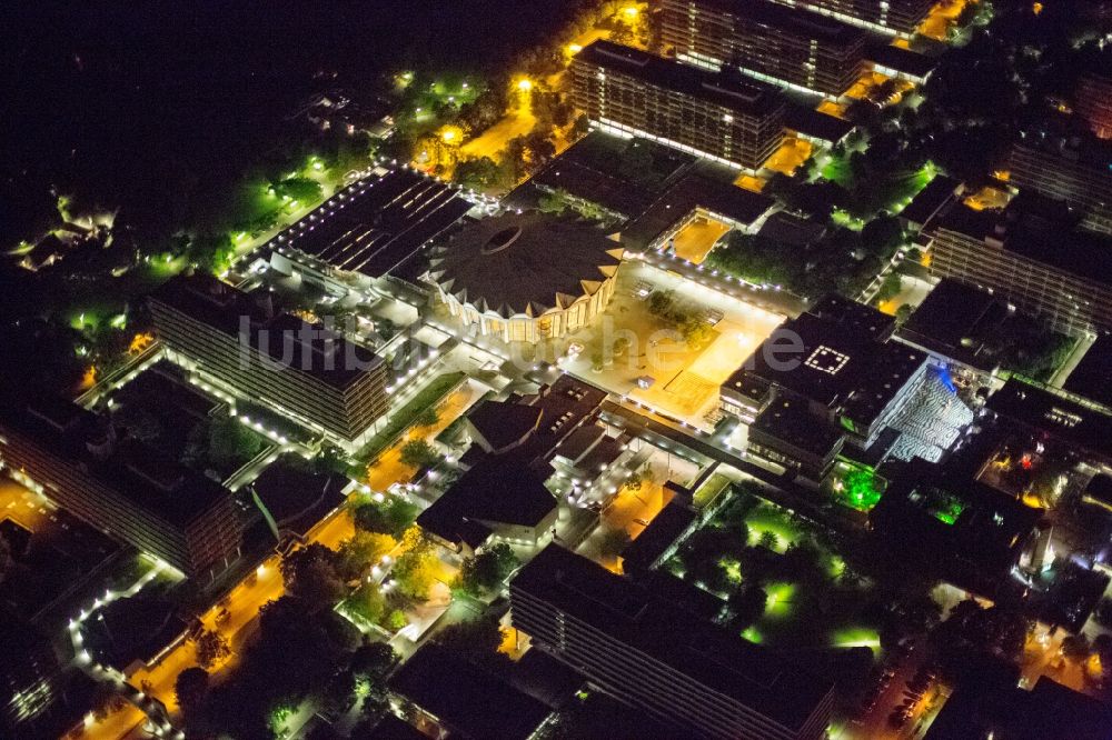 Bochum bei Nacht von oben - Nacht- Luftbild vom Campus der RUB Ruhr-Universität Bochum