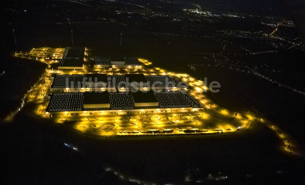 Nacht-Luftaufnahme Dortmund - Nacht- Luftbild der Europazentrale Logistikzentrum IKEA in Dortmund im Bundesland Nordrhein-Westfalen