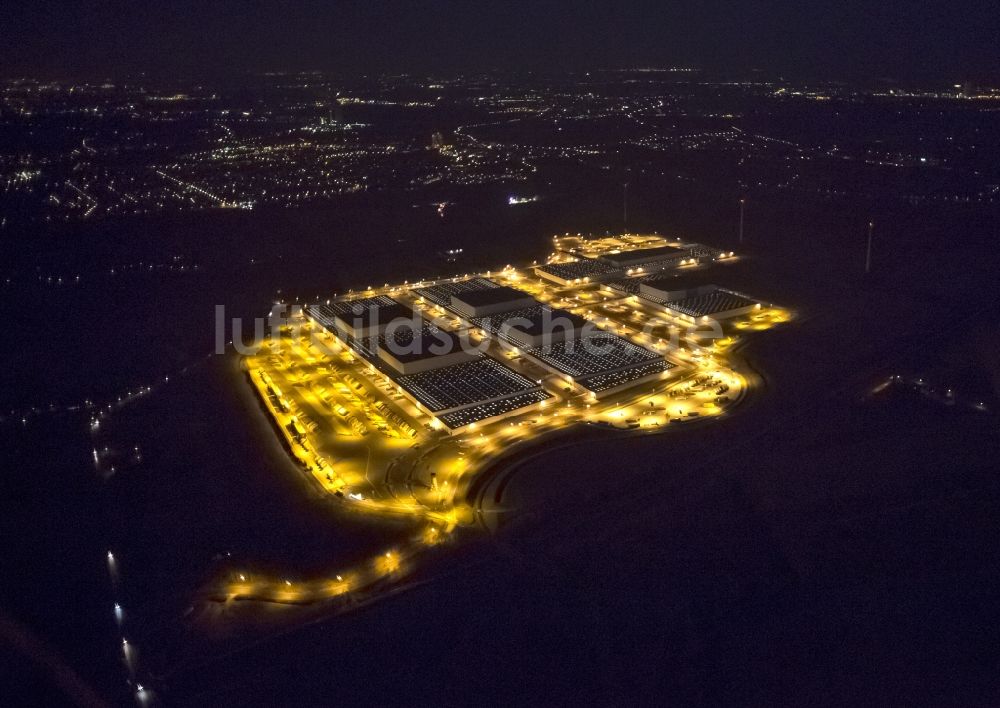 Nacht-Luftaufnahme Dortmund - Nacht- Luftbild der Europazentrale Logistikzentrum IKEA in Dortmund im Bundesland Nordrhein-Westfalen