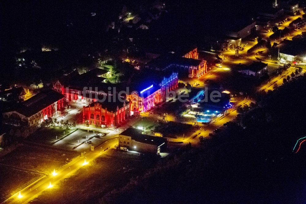 Waltrop bei Nacht von oben - Nacht- Luftbild von der Zeche Waltrop im Rahmen der Aktion Extraschicht 2012