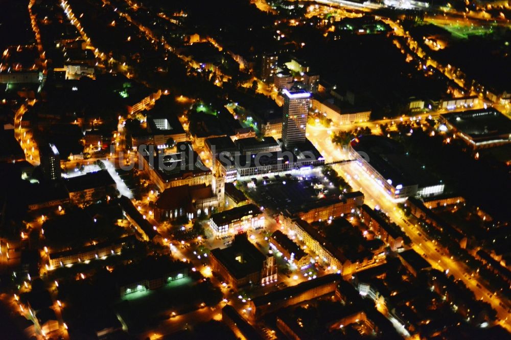 Nachtluftbild Frankfurt Oder - Nacht- Stadtansicht von Frankfurt Oder im Bundesland Brandenburg