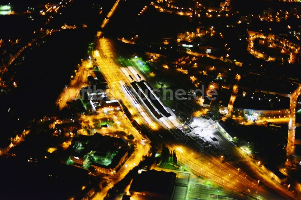 Frankfurt Oder bei Nacht von oben - Nacht- Stadtansicht von Frankfurt Oder im Bundesland Brandenburg