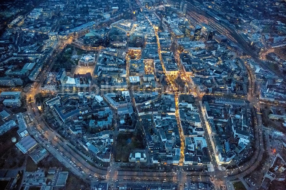 Nacht-Luftaufnahme Dortmund - Nachtaufnahme der Innenstadt von Dortmund im Bundesland Nordrhein-Westfalen NRW