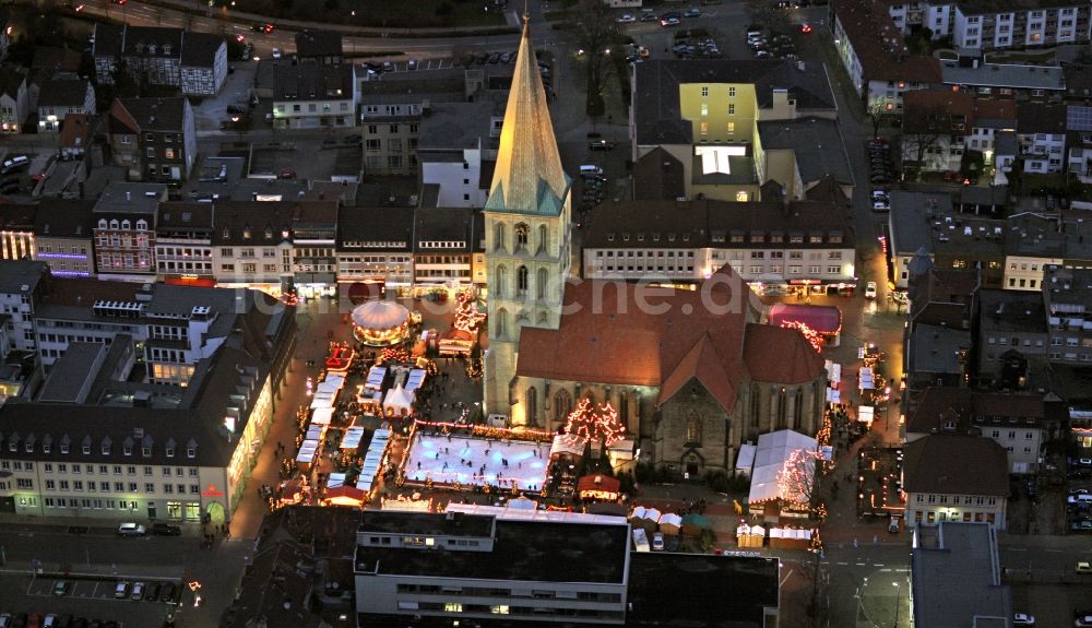 Nacht-Luftaufnahme Hamm - Nachtaufnahme Stadtzentrum und Innenstadt in Hamm in Nordrhein-Westfalen