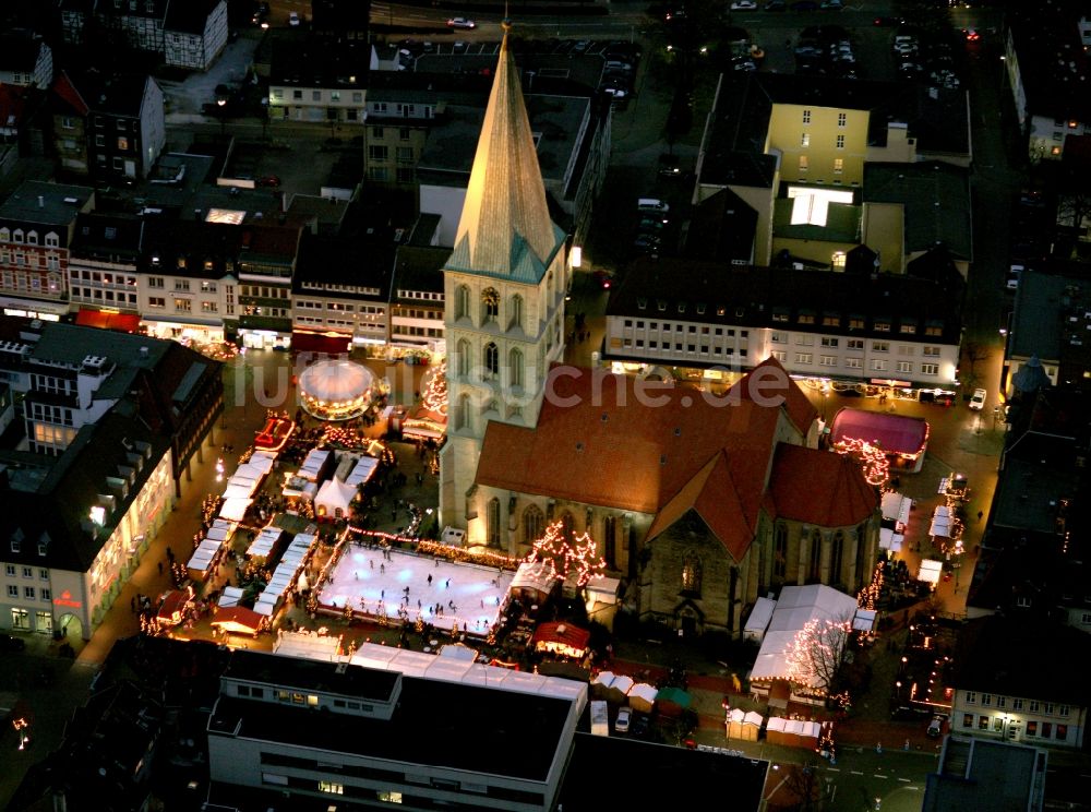 Hamm bei Nacht von oben - Nachtaufnahme Stadtzentrum und Innenstadt in Hamm in Nordrhein-Westfalen