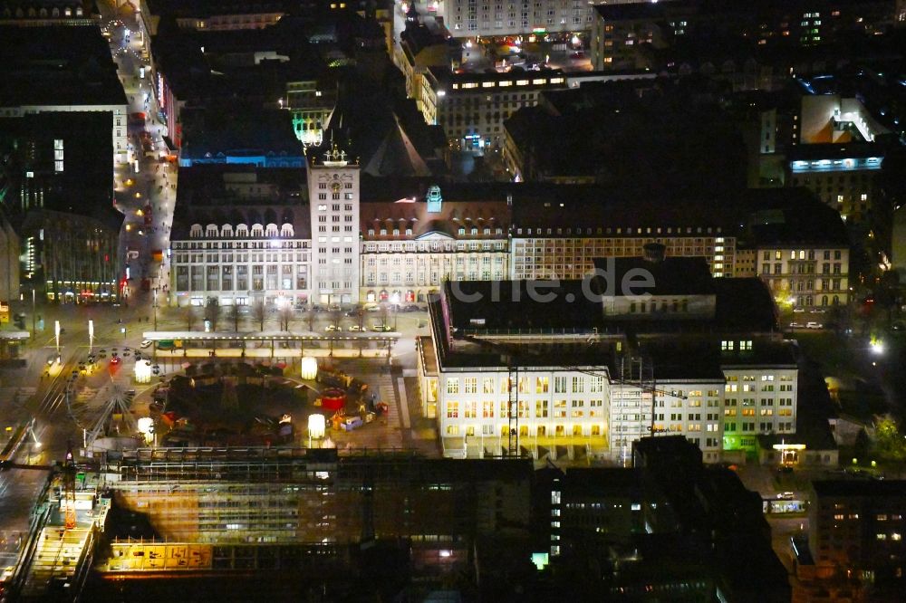 Nacht-Luftaufnahme Leipzig - Nachtluftbild Opernhaus in Leipzig im Bundesland Sachsen, Deutschland