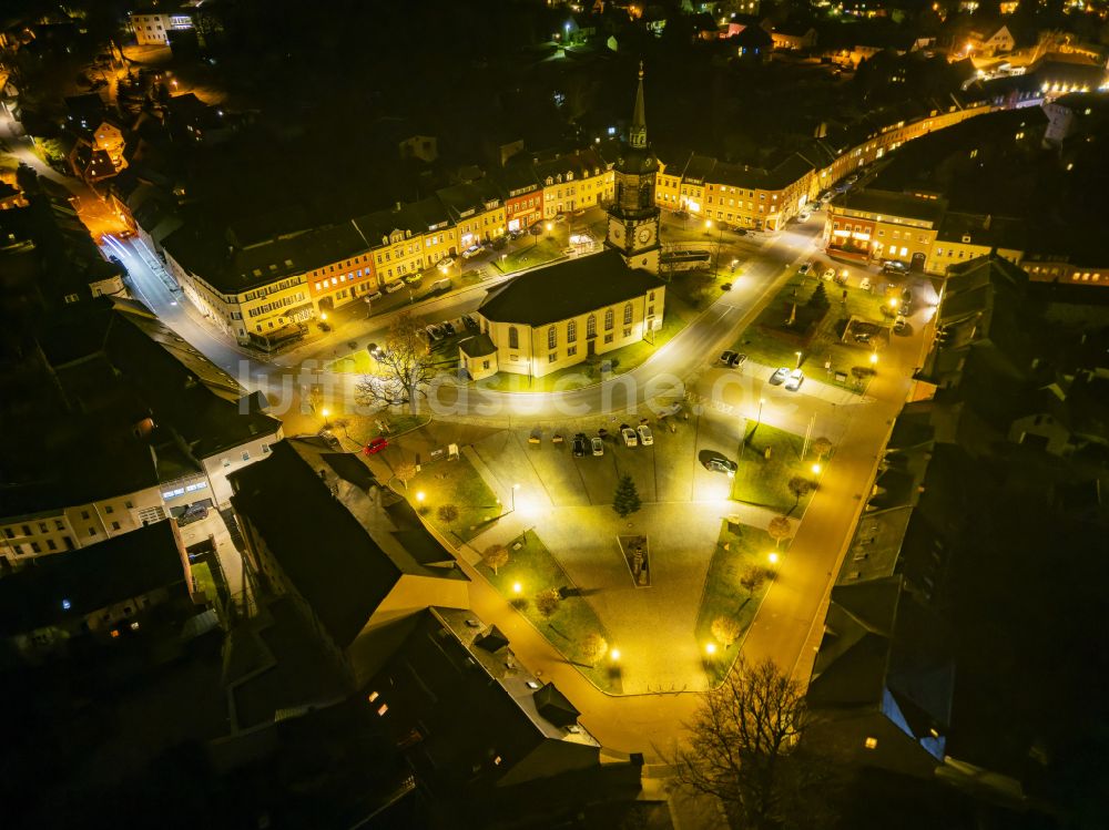 Nachtluftbild Frauenstein - Nachtluftbild Ortsansicht in Frauenstein im Bundesland Sachsen, Deutschland