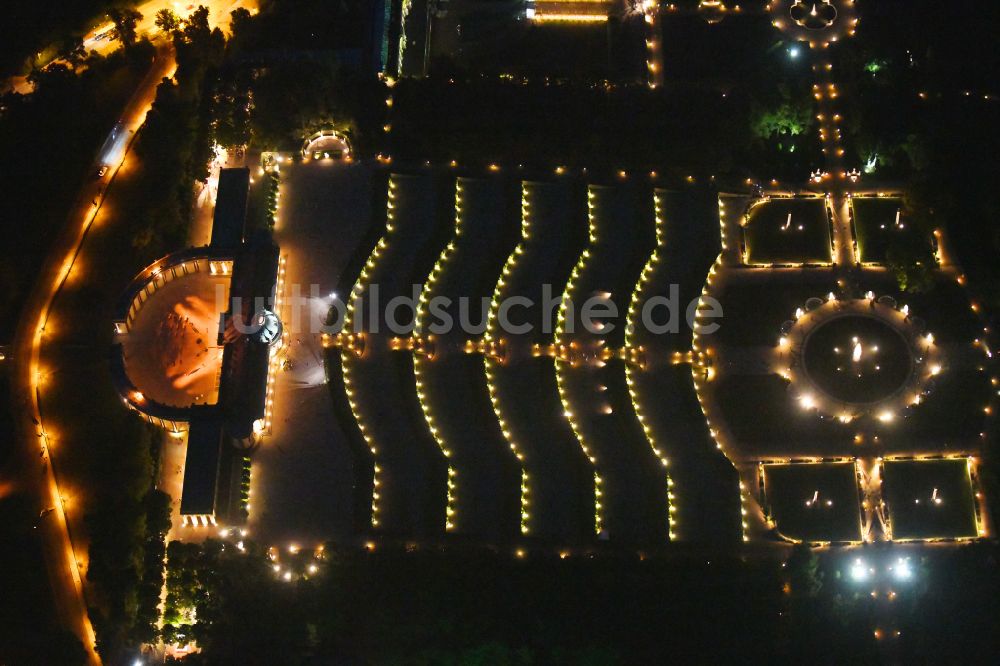 Nachtluftbild Potsdam - Nachtluftbild Palais des Schloss Sanssouci zur Potsdamer Schlösser Nacht 2019 im Bundesland Brandenburg, Deutschland