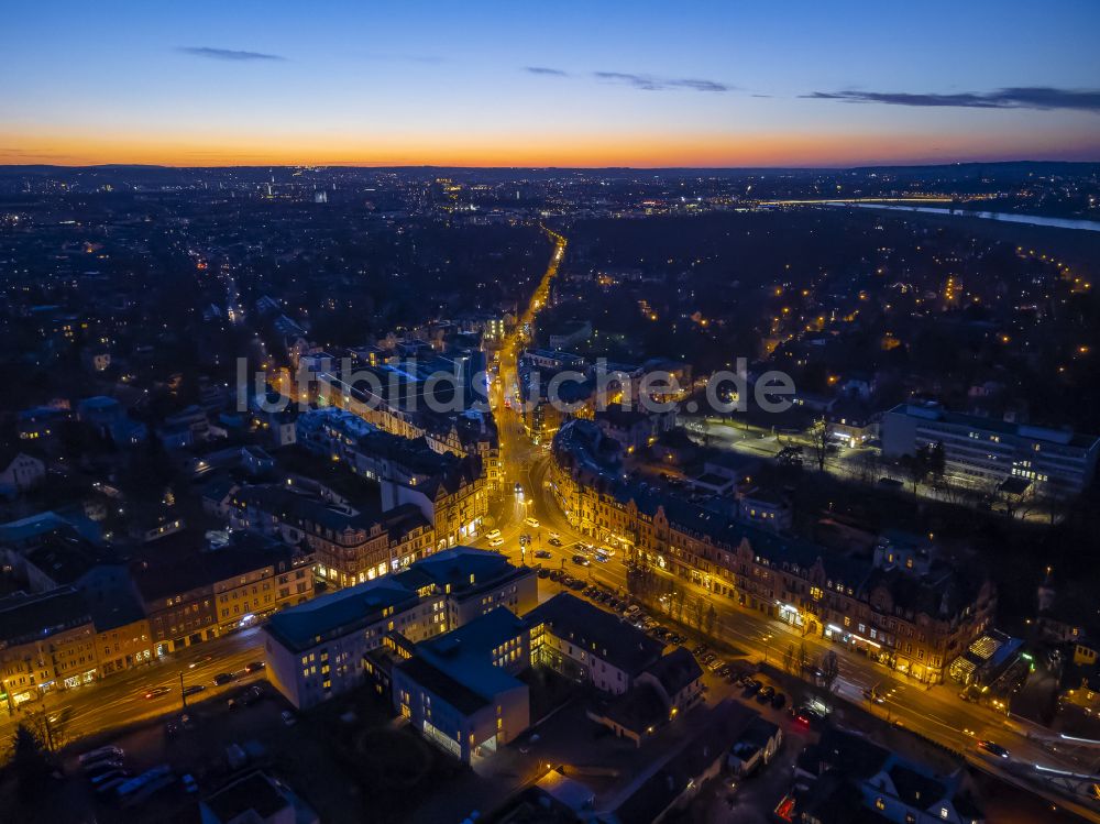 Nachtluftbild Dresden - Nachtluftbild Platz- Ensemble in Dresden im Bundesland Sachsen, Deutschland