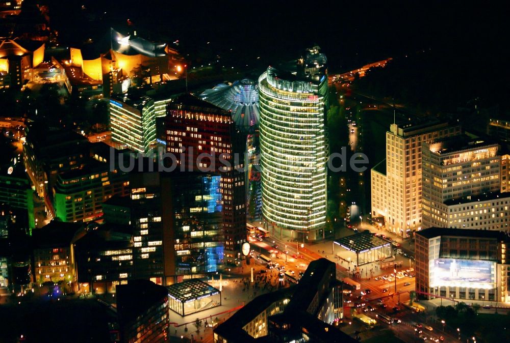 Nachtluftbild Berlin - Potsdamer Platz Berlin bei Nacht in Berlin im Bundesland Berlin