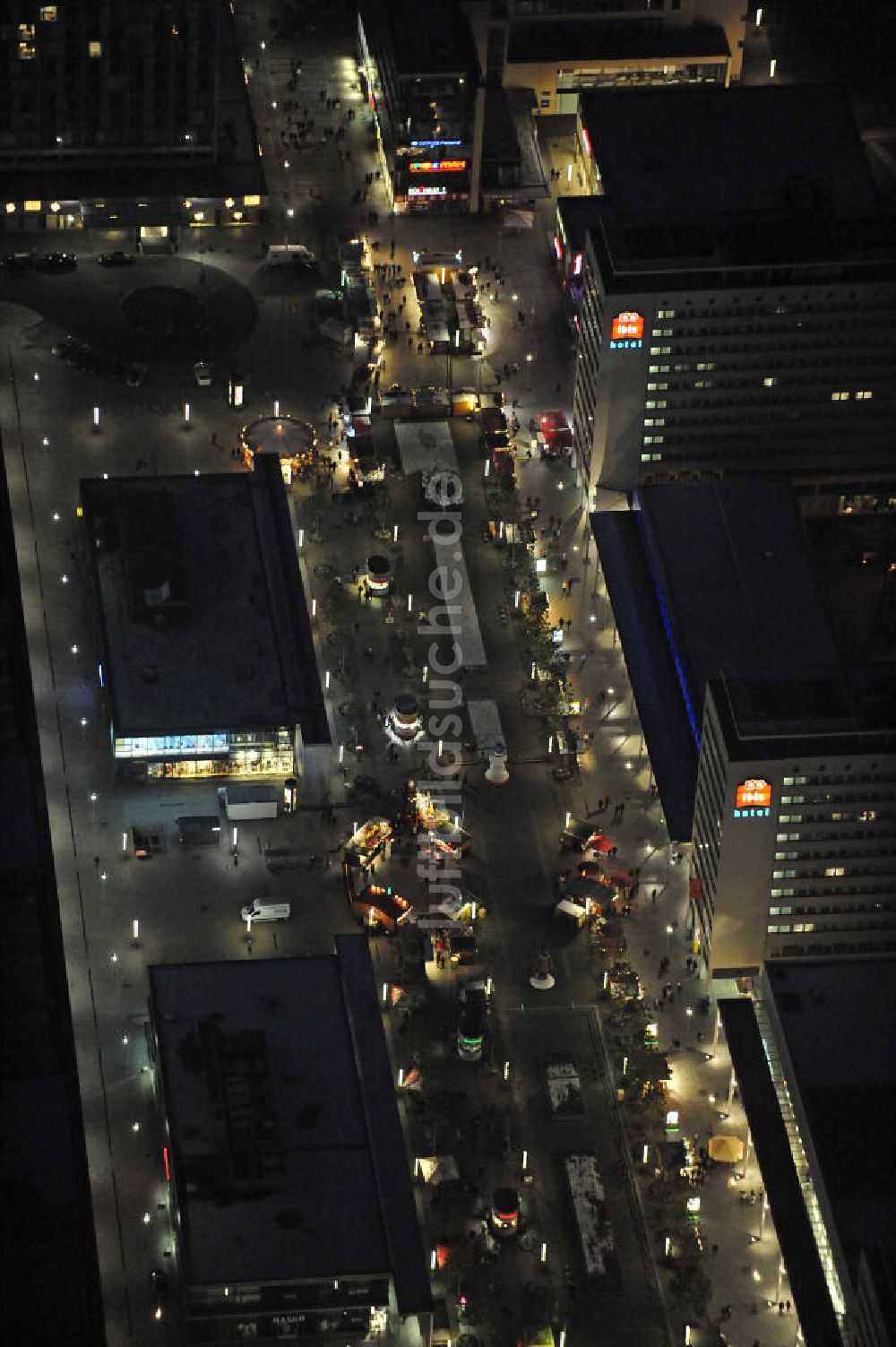 Nachtluftbild Dresden - Prager Straße Dresden bei Nacht