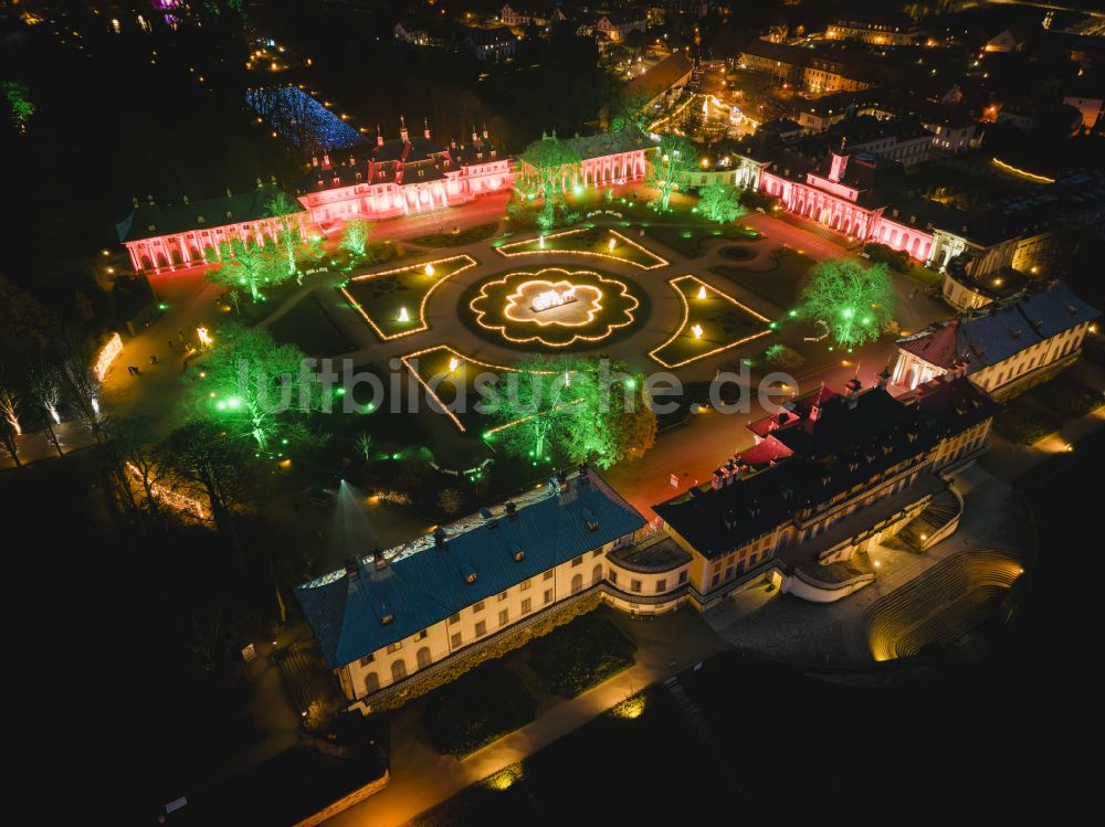 Nacht-Luftaufnahme Dresden - Nachtluftbild Schlosspark in Dresden im Bundesland Sachsen, Deutschland