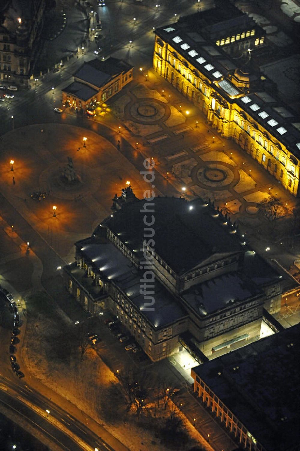 Dresden bei Nacht von oben - Semperoper Dresden bei Nacht