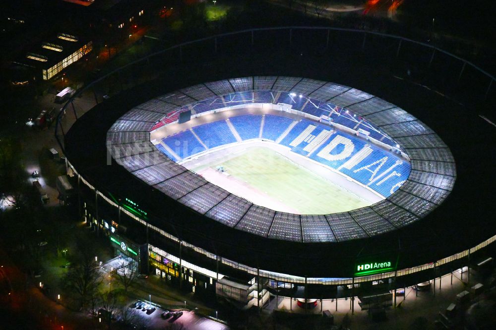 Nachtluftbild Hannover - Nachtluftbild Stadion der Heinz von Heiden Arena im Stadtteil Calenberger Neustadt von Hannover in Niedersachsen