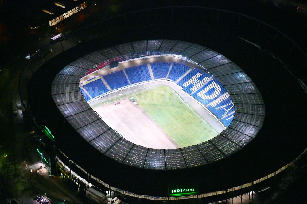 Hannover bei Nacht von oben - Nachtluftbild Stadion der Heinz von Heiden Arena im Stadtteil Calenberger Neustadt von Hannover in Niedersachsen