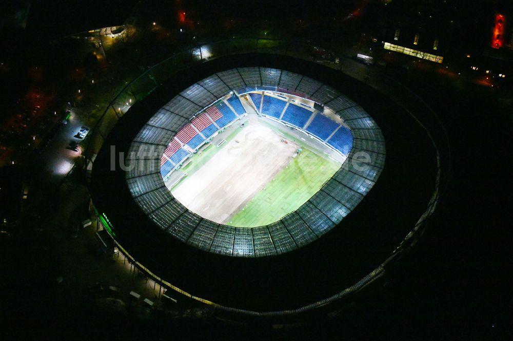 Nachtluftbild Hannover - Nachtluftbild Stadion der Heinz von Heiden Arena im Stadtteil Calenberger Neustadt von Hannover in Niedersachsen