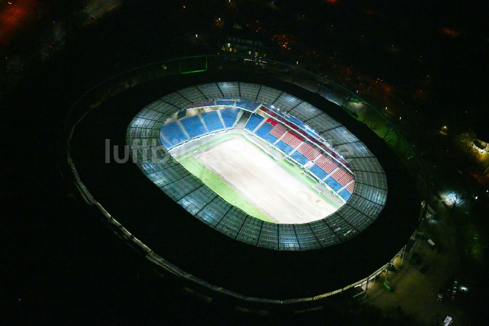 Nachtluftbild Hannover - Nachtluftbild Stadion der Heinz von Heiden Arena im Stadtteil Calenberger Neustadt von Hannover in Niedersachsen