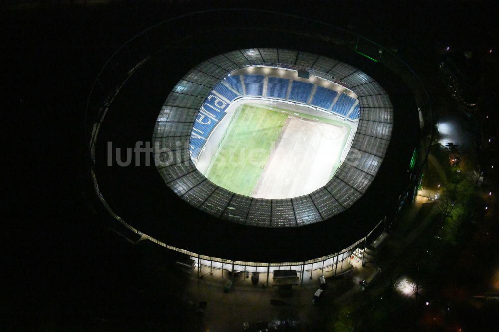 Hannover bei Nacht von oben - Nachtluftbild Stadion der Heinz von Heiden Arena im Stadtteil Calenberger Neustadt von Hannover in Niedersachsen