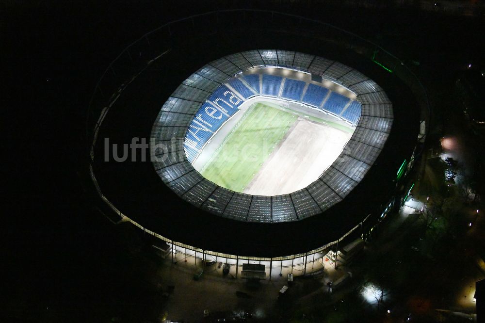 Hannover bei Nacht aus der Vogelperspektive: Nachtluftbild Stadion der Heinz von Heiden Arena im Stadtteil Calenberger Neustadt von Hannover in Niedersachsen