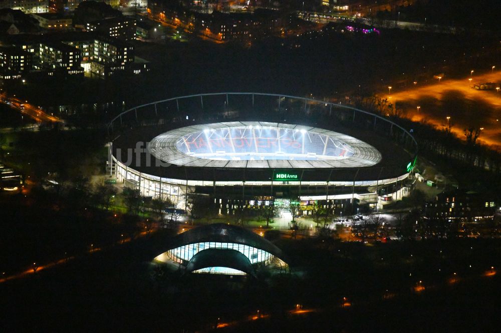 Nachtluftbild Hannover - Nachtluftbild Stadion der Heinz von Heiden Arena im Stadtteil Calenberger Neustadt von Hannover in Niedersachsen