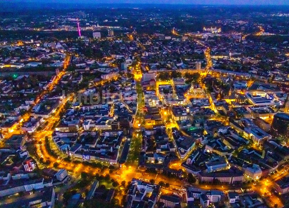 Nachtluftbild Dortmund - Nachtluftbild Stadtzentrum im Innenstadtbereich in Dortmund im Bundesland Nordrhein-Westfalen