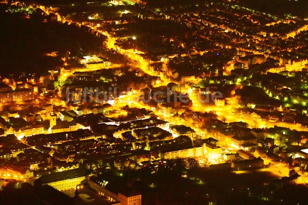 Nacht-Luftaufnahme Gotha - Nachtluftbild Stadtzentrum im Innenstadtbereich in Gotha im Bundesland Thüringen, Deutschland